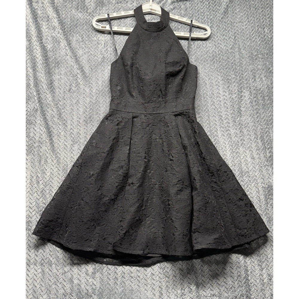 BCBGMaxAzria Black Lace Halter Dress